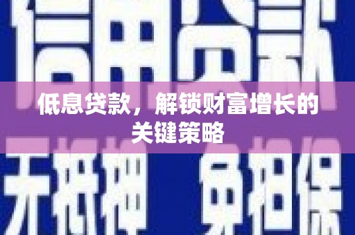 雁峰低息贷款，解锁财富增长的关键策略
