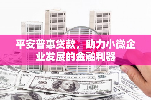 雁峰平安普惠贷款，助力小微企业发展的金融利器